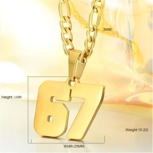 European American Fashion Stainless Steel Number 67 Unisex Hip-Hop Personalized Pendant Necklace Bamboo Versatile Accessories