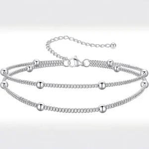 European American Fashion Style Double Chain Cross Geometric Anklet Stainless Steel Plated 18K Real Luxury Beach Wedding Foot