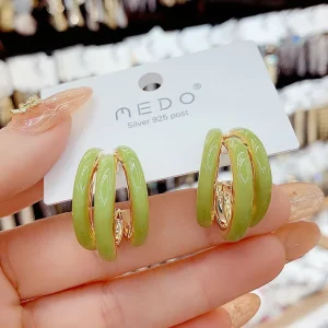 European American Fashion Three Lives Three Worlds Oil Drop Earrings Minimalist Cool Style Ear Studs High End Personalized