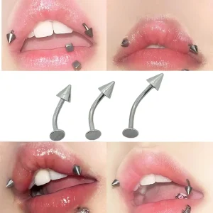 European American Fashion Wind Stainless Steel Cross-Border Curved Rod Flat Bottom Lip Nose Eyebrow Nail Piercing Jewelry