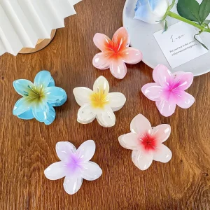 European American Frangipani Retro Colorful Flower Plastic Handmade Hair Clip for Women Hair Grab & Back Head Updo Accessories