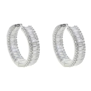 European American Hip Hop Light Luxury Diamond Pearl Gold Plated Large All Match Full Earrings Fashion Trendy Elegant Style