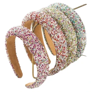 European American Luxury Full Diamond Pearl Sponge Headband Girls Sparking Sweet Hairband Women Party Vacation Hair Accessories