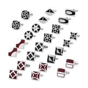 European American Men’s Casual Cuff Buckle Fashion Enamel Stainless Steel Cufflink Black Personalized Wedding French Cufflinks