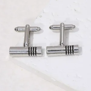 European American Minimalist Simple Fashion Men’s Business Alloy Cufflinks French Shirt Striped Cuff Studs Geometric Shape