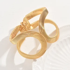 European American Multi Layer Cuff Bangle Open Style Electroplated Bracelet Fashionable Chic Women’s Jewelry Model 0603 1