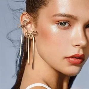 European American Niche Designer Brass Drop Earrings Simple Fashionable Tassel Design for Party