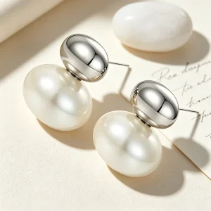 European American Retro Earrings 18K Gold Plated Stainless Steel Earrings Pearl Pendant Elegant Fashion Ear Jewelry Women