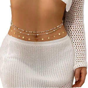 European American Sexy Multi Layer Tassel Body Chain Street Auction Party Fashion Jewelry with Rhinestone and Metal Chain