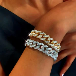 European American Style Ins Fashion Chain for Bracelet Disco Cool Wide Version Sparkling Diamond Street Accessories for Bracelet