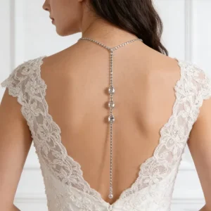 European American Style New Flash Diamond Water Drop Zircon Back Chain Wedding Jewelry Elegant Long Tassae Necklace