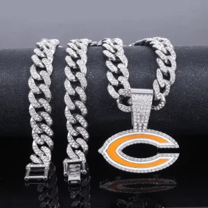 European American Style Unisex Fashion Chain Accessory Oil Paint Letter C Pendant Necklace Zinc Alloy Inlaid Diamond Hiphop