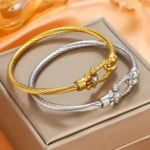 European American Style Wire Rope Bracelet Stainless Steel Electroplated Fashion Light Luxury Braided