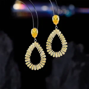 European American Super Flash Zircon Hoop Pendant Earrings Personality Earrings Fashion Copper Jewelry for Women