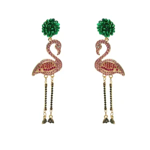 European American Trendy Butterfly Alloy Earrings Diamond Encrusted Gold Plated Long Tassel Drop Dangle Creative Light Luxury