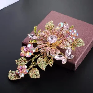 European American Trendy Fashion Brooches Spring Summer New Exaggerated Plant Flower Brooch Clothing Accessories Stock