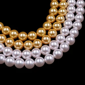 European American Vintage Beaded Necklace Classic Gold Pearl Glass Beads Glass Pearl Necklace