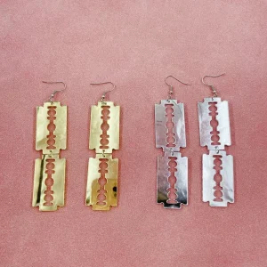 European American-style Exaggerated Blade Earrings Acrylic Mirrored Long-style Small Knife-shaped Ear Pendants Trendy Edgy
