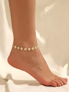 European Drip Oil Daisy Foot Chain Simple and Versatile Painting Oil Flower Daisy Foot Chain N26608