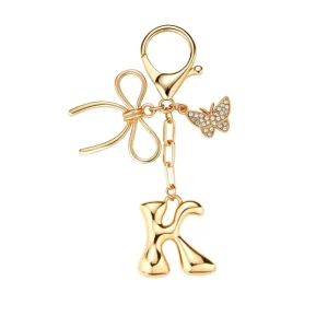 European Fashion Butterfly Keychain Pendant with Letter Design in Alloy Material for Bags