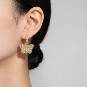 European Fashion Luxury Butterfly Drop Earring Gold Plated Butterfly Earrings