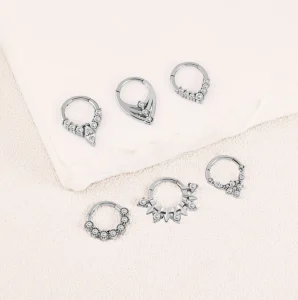 European Fashion Stainless Steel Nose Ring with Zircon Inlay Body Jewelry