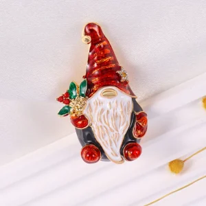 European Style Christmas Custom Metal Gold Fashion Rhinestone Designer Enamel Luxury Brooch Pin Lapel Pins Brooches