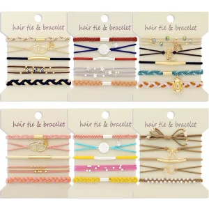 European and American Alloy Hair Band Set Elastic Ring Womens Woven Retro Rubber Bohemian Style