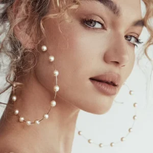 European and American Alloy Silver Pearl Large Earrings Exaggerated Pearl Earrings for Women Personalized Fine Fashion Jewelry