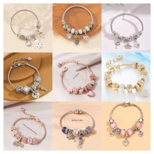European and American Bead Bracelets Multi element Stainless Steel Rhinestones Fashion Jewelry