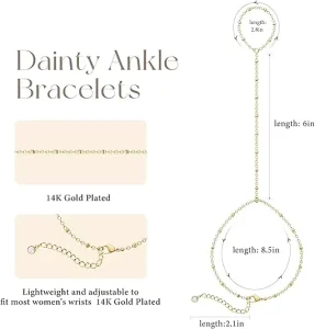 European and American Cross Border 14K Gold Anklet Bracelet Simple Trendy Personality Fashion with Brass Plated Clip Bead Chain