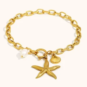 European and American Cross border Ins Starfish Pearl Ankle Chain