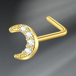 European and American Curved Hook Nose Stud Jewelry with Fine Zircon Heart Shaped Piercing