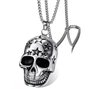 European and American Domineering Star Skull Necklace Men’s Personalized Ghost Head Pendant Punk Accessories