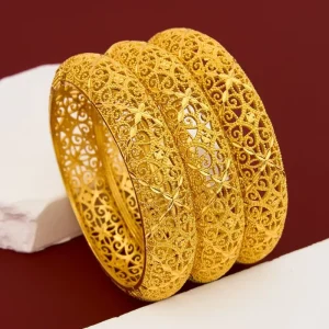European and American Fashion 24K Snap Button Plaid Bracelet Women’s Wedding Bracelet Hollow Bangle Bracelet