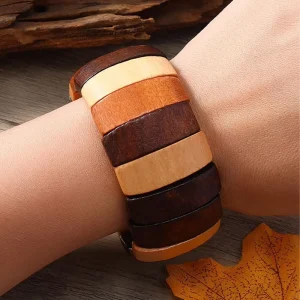 European and American Fashion Coconut Shell Pure Handmade Natural Wood Chip Bracelet for Women