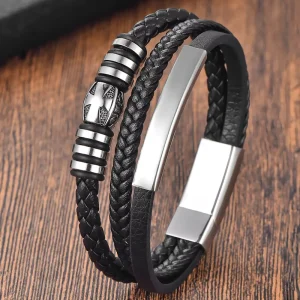European and American Fashion Hand woven Titanium Steel Accessories Bracelet Trend Cross L20334