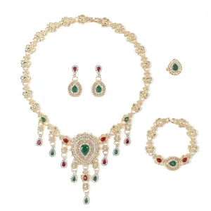 European and American Fashion Jewelry Set Luxury Women’s Gold Necklace Earrings Wedding Jewelry Set