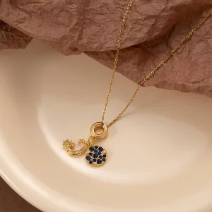 European and American Fashion Moon Pendant Necklaces Light Luxury Zircon Pendant Necklace Elegant Women Jewelry and Accessories