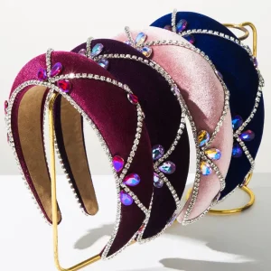 European and American Fashion Retro Velvet Baroque Headband Women’s Retro Diamond encrusted Chain Tassel Elegant Hair Accessory