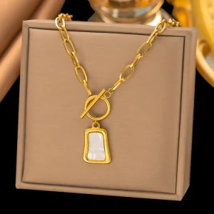 European and American Fashion Shell Necklace Pendant 18k Gold Plated Women’s Irregular Necklaces Fashion Jewelry TGXL8628