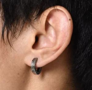 European and American Fashionable Custom Men’s Stainless Steel Earrings Vintage Hip Hop Pvd Plated 18K Gold Single Earring