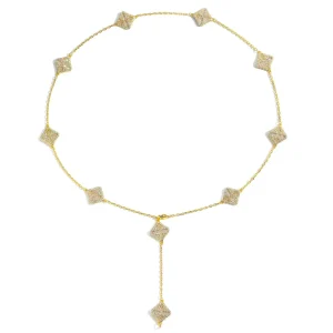 European and American Hip hop Accessories Brass Inlaid Zircon Clover Fashionable Women’s Adjustable Pendant Necklace