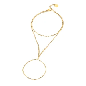 European and American Ins Cold Style Fashion Simple Shiny Zircon Stainless Steel Finger Chain One piece Chain Women’s Jewelry