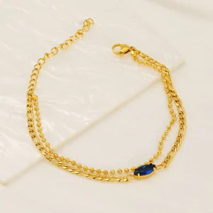 European and American Ins Fashion Titanium Steel Hand Jewelry Double Layer Round Bead Chain NK Chain Zircon Bracelet