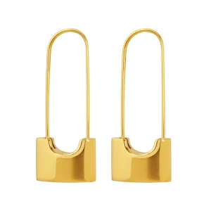 European and American Minimalist Lock Style Street Style 316L Stainless Steel Jewelry 18K PVD Gold Earrings Female Earrings