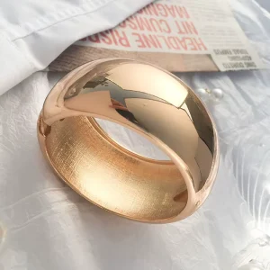 European and American Plain Ring Alloy Color Preserving Personality Exaggerated Wide Edge Design Bracelet