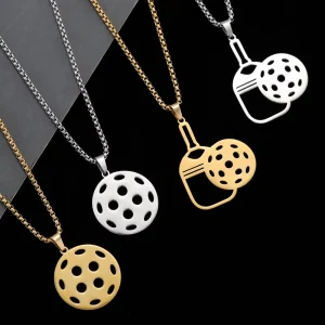 European and American Popular New Product Stainless Steel Hollow Racket Necklace Men’s and Women’s Fashion Accessories