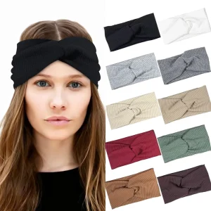 European and American Solid color Knitted Hair Bands Elastic Sports Hair Bands and Hair Accessories in Korean Style