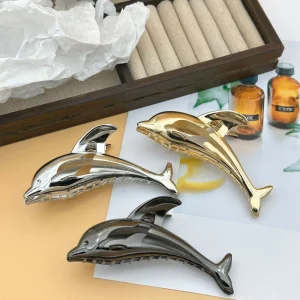 European and American Style Dolphin Shaped Hair Claws Durable Alloy Material